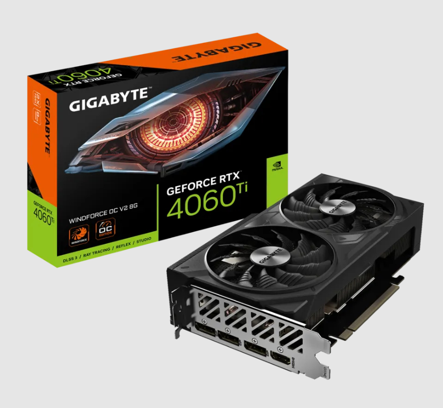  nVIDIA GeForce RTX4060 Ti WINDFORCE OC V2 8G<br>Clock: 2550 MHz, 1x HDMI/ 3x DP, Max Resolution: 7680 x 4320, 1x 8-Pin Connector, Recommended: 500W  