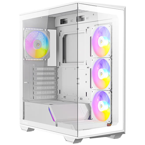  <b>Mid-Tower Case:</b> Antec C3 ARGB - White<br>3x 120mm ARGB PWM Reverse Fans + 1x 120mm ARGB PWM Fan, 1x USB 3.0, 1x USB Type-C, 1x Headphone & Mic Combo, Tempered Glass Side & Front Panel, Supports: ATX/m-ATX/mini-ITX  