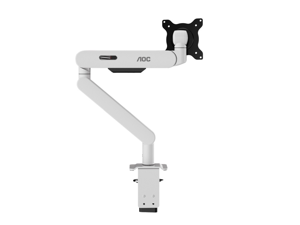  Single Monitor C-Clamp & Grommet Mount White - Supports 17"-40" Monitor (4-12KG), Max Height: 495mm, Lift: 250mm, Extension: 470mm, Tilt: -15~90, Swivel: -90~90, Rotation: 360, VESA 75x75 100x100  