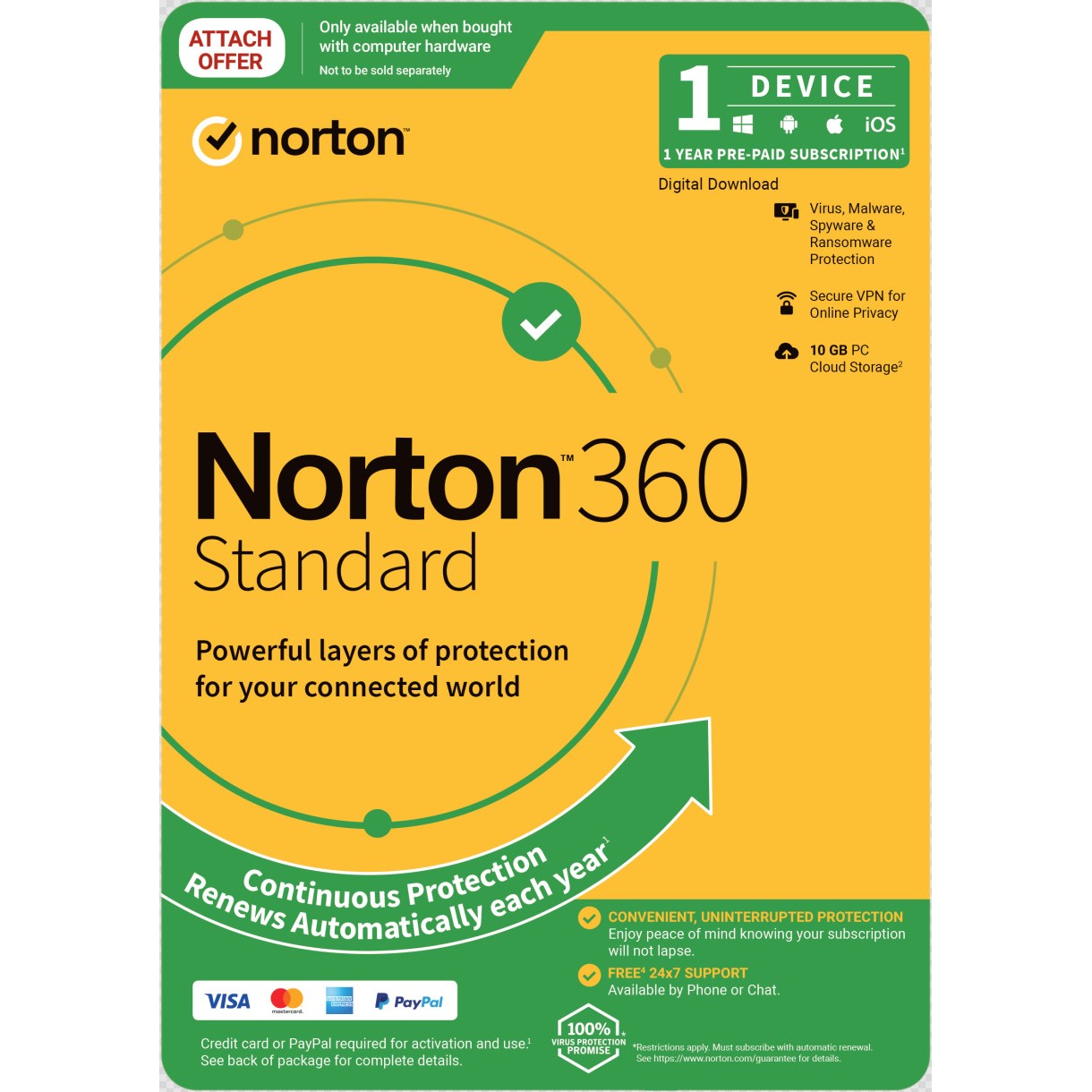  Norton 360 Standard: 1 Devices 1 Year Subscription OEM KEY ONLY<br>PC/Mac/Android/iOS, No Installation Media Included (Download & Register Online)<BR><font color='red'>Activation Key Delivery by email, No Physical Product.</font>  