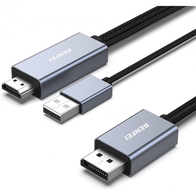  HDMI to DisplayPort Unidirectional Active Cable with USB Powered 1.8M  