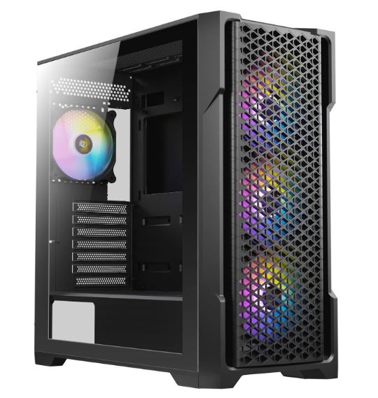  ATX Tower Case: 4x ARGB 12CM Fans 3x Front & 1x Rear included, RGB controller for six fans, 2x 360mm Radiator Support, Mesh Tempered Glass Gaming Case  