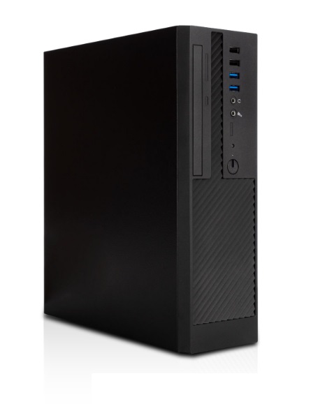  SFF Slim-Tower Case:  Ultra Small - Black - 3 x Bay(s) - 1 x 300 W - Power Supply Installed - 1 x External 5.25" Bay(s) - 1 x Internal 2.5" Bay(s) - 1 x Internal 2.5"/3.5" Bay(s) - 4 x Slot(s) - 4 x USB(s) - 1 x Audio In - 1 x Audio Out - Fan Cooler  