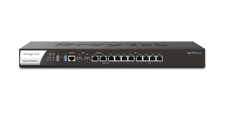  Router: Octuple-WAN broadband router with 2 x 10GbE SFP+ Bibre WAN/LAN slots, 2 x 2.5GbE WAN/LAN ports, 4 x GbE WAN/LAN ports, 4 x GbE LAN ports, and SPI Firewall; 500 x VPN tunnels including 200 x OpenVPN/SSL VPN tunnels  