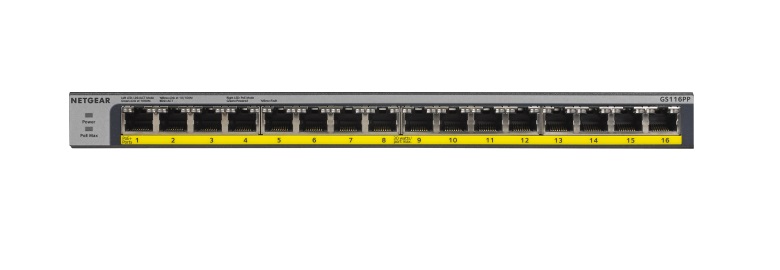  Switch PoE: 16-Port PoE/PoE+ Gigabit Ethernet Unmanaged Switch with 183W PoE Budget, Rack-mount or Wall-mount (GS116PP)  