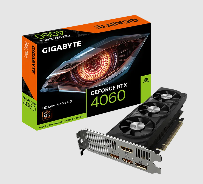  nVIDIA GeForce RTX4060 OC 8GB GDDR6<br>Clock: 2475 MHz, Low Profile, 2x HDMI/ 2x DP, Max Resolution: 7680 x 4320, 1x 8-Pin Connector, Recommended: 450W, D: L=182 W=69 H=40 mm  