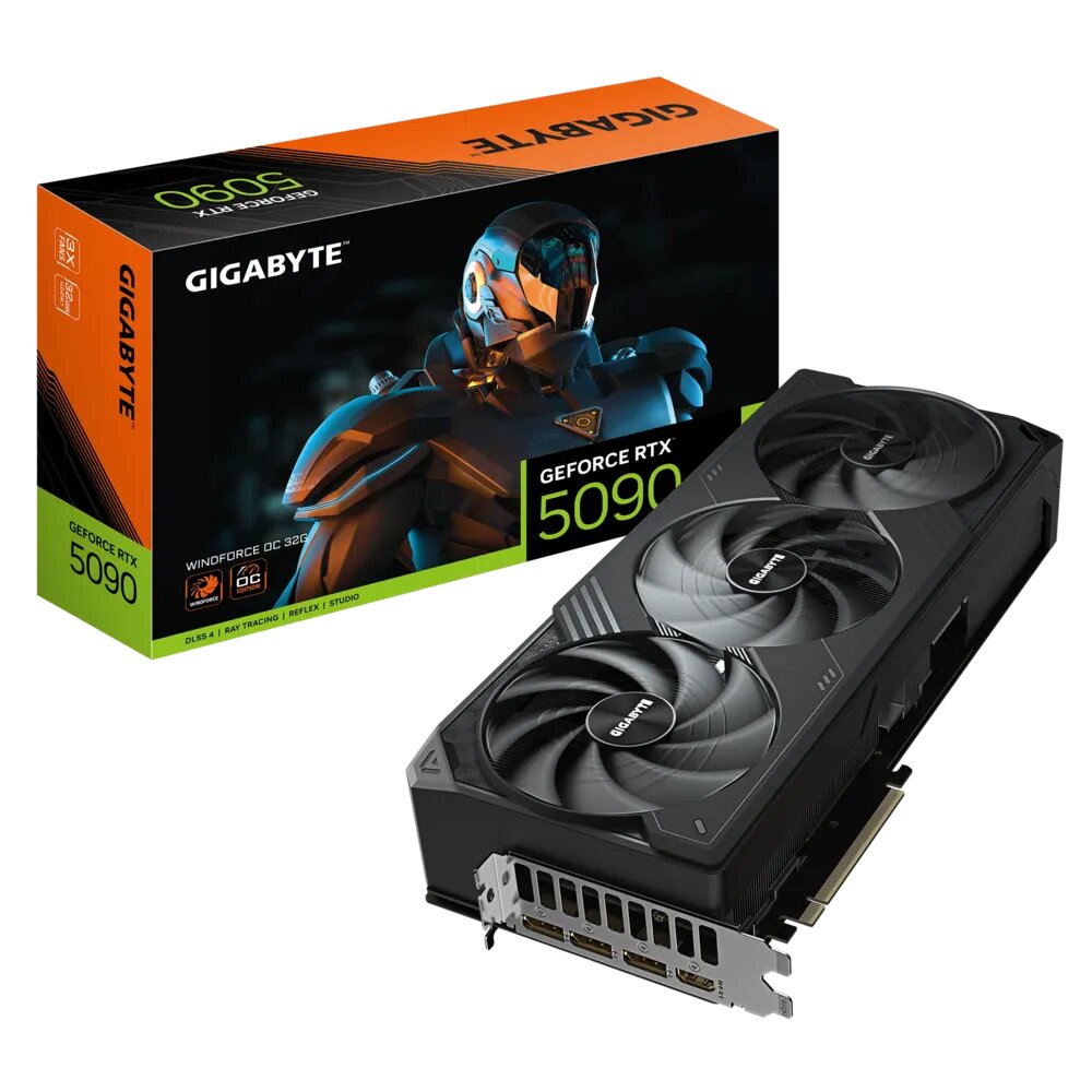  nVIDIA GeForce RTX5090 WINDFORCE OC 32G<br>Clock: 2467 MHz, 1x HDMI/ 3x DP, PCI-E 5.0, Max Resolution: 7680 x 4320, 1x 16-Pin Connector, Recommended: 1000W  