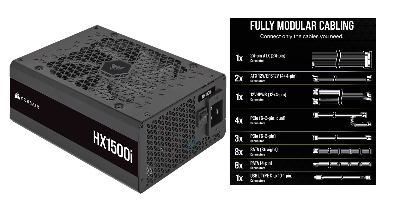  1500W 80 Plus Platinum Certified Fully Modular Ultra-Low Noise ATX Power Supply  