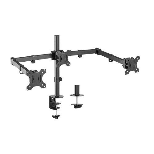  Triple Screens Economical Double Joint Articulating Steel Monitor Arms, Extended Arms & Free Rotated Double Joint,Fit 13"-27" Up to 7kg. (LS)  