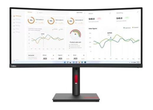  34" ThinkVision WQHD Monitor 1500R Curve 4K 3440x1440 21:9 Height Adjustable Tilt and Swivel DP HDMI USB-C input LAN 4xUSB3.2 Hub 3yr  