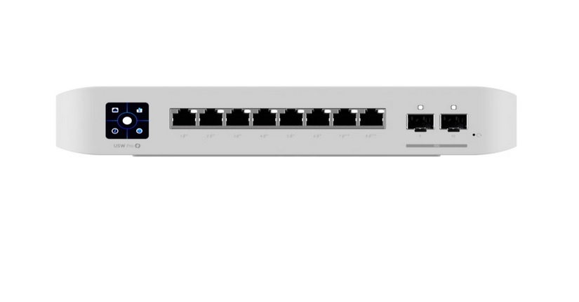  POE Switch: UniFi 8-Port (6)GbE PoE+ Ports, (2) GbE PoE++ Ports, (2) 10G SFP+ Ports, POE 120W, Layer 3, Wall Mount  