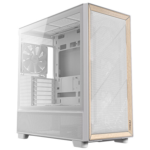  <b>Mid-Tower Case:</b> Antec Flux - White<br>4x 120mm PWM Fans + 1x 140mm PWM Fan, 2x USB 3.0 + 1x USB Type-C 10Gbps, Wood Front Panel, Tempered Glass Side Panel, Supports: E-ATX*/ATX/m-ATX/mini-ITX  