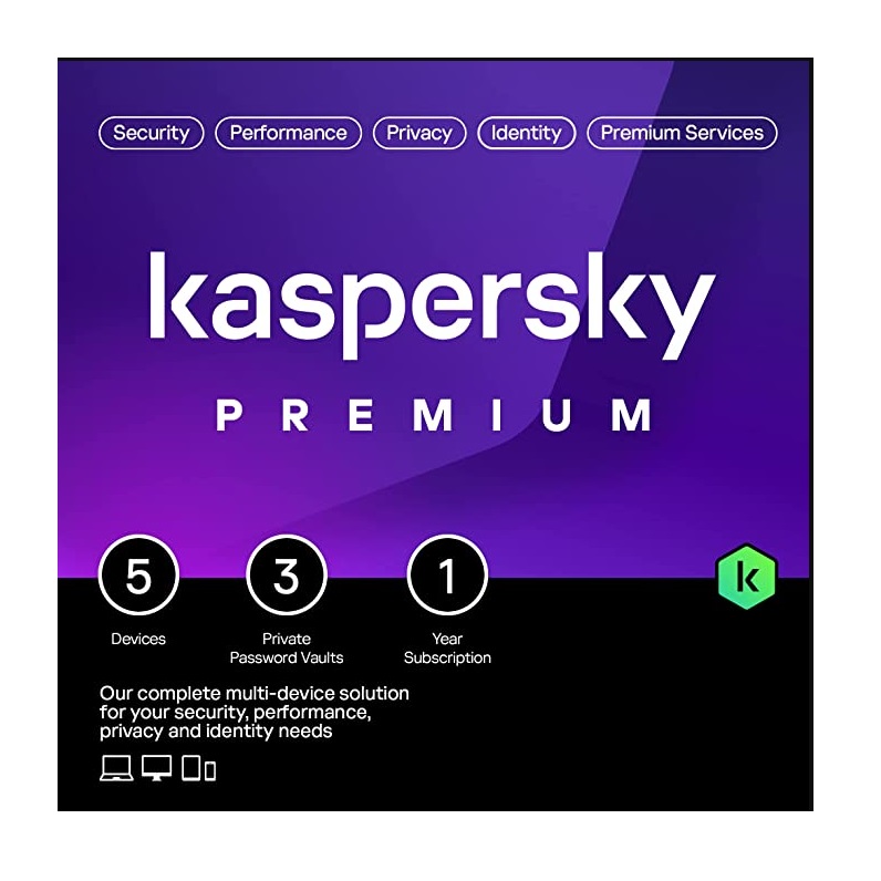  Kaspersky <b>Premium:</b> 5 Device  1 Year Subscription (Physical Card) - PC/Mac<BR><font color='red'>Email Key Option Available</font>  