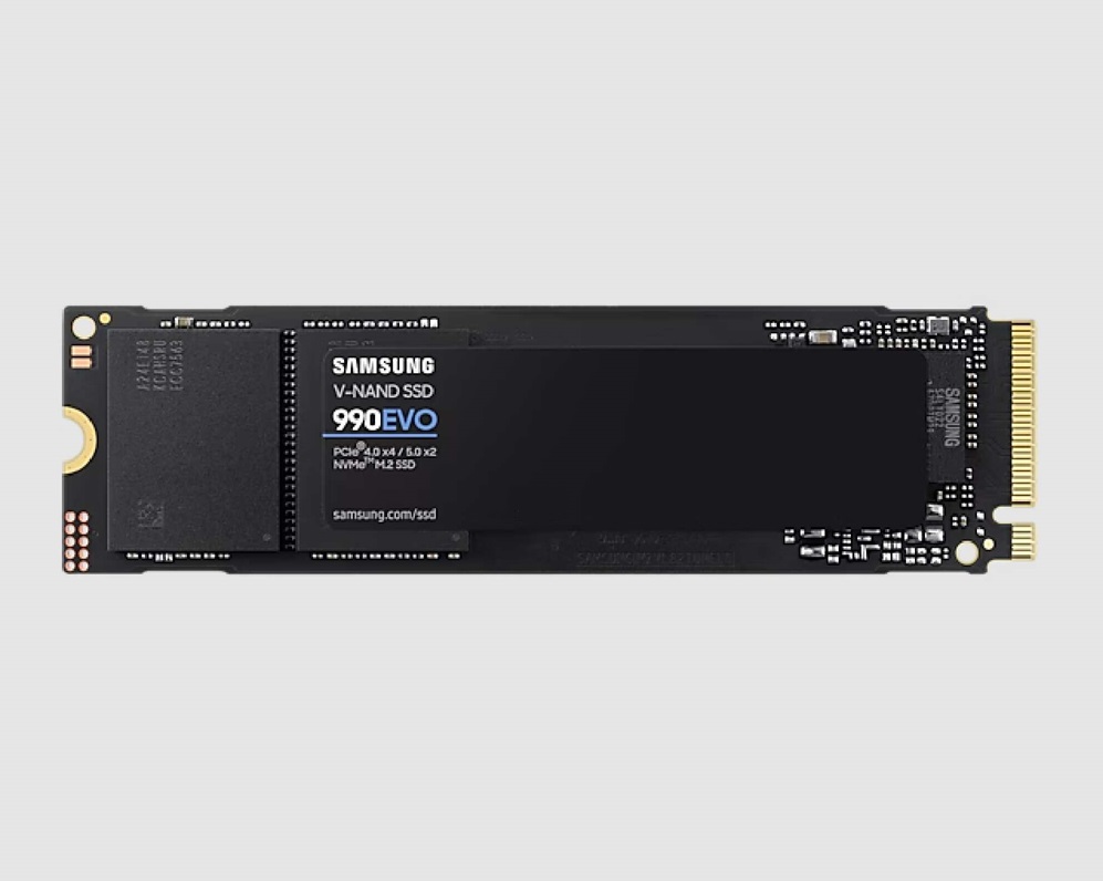  <b>M.2 NVMe SSD:</b> 1TB 990 EVO, PCIe Gen4, Read: 5000MB/s, Write: 4200MB/s, R:680K/W:800K IOPS, 600 TBW, 1.5M MTBF  